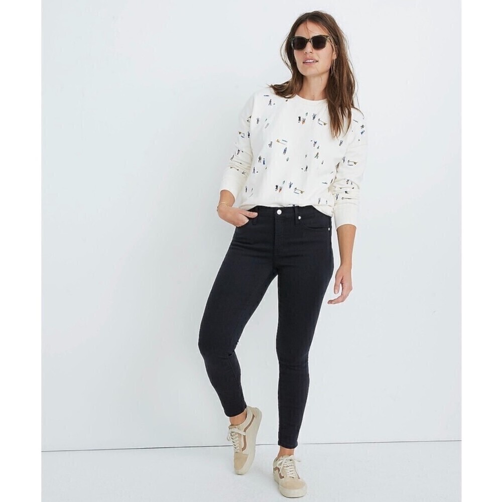 MADEWELL 9" Mid Rise Ankle Cropped Skinny Jeans Lunar Wash Black Denim 30 Basics